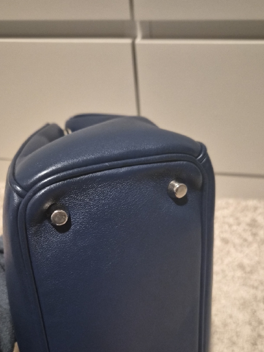 Dior Navy Diorissiomo with Whitish Bluish Handle and Silver Hardware - Picture 9 of 15